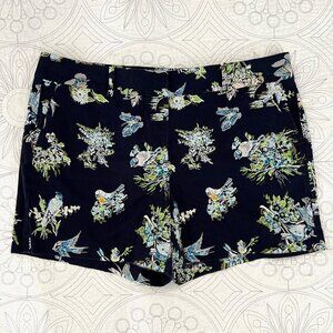 ANN TAYLOR Bluebird Print Shorts Bird Butterfly Floral Stretch Twill factory